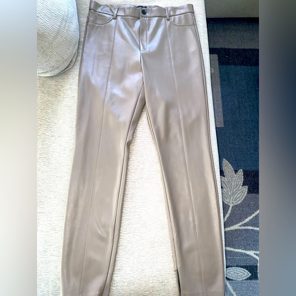 ZARA Taupe Faux Leather Pants - EUC - Size L (XL)